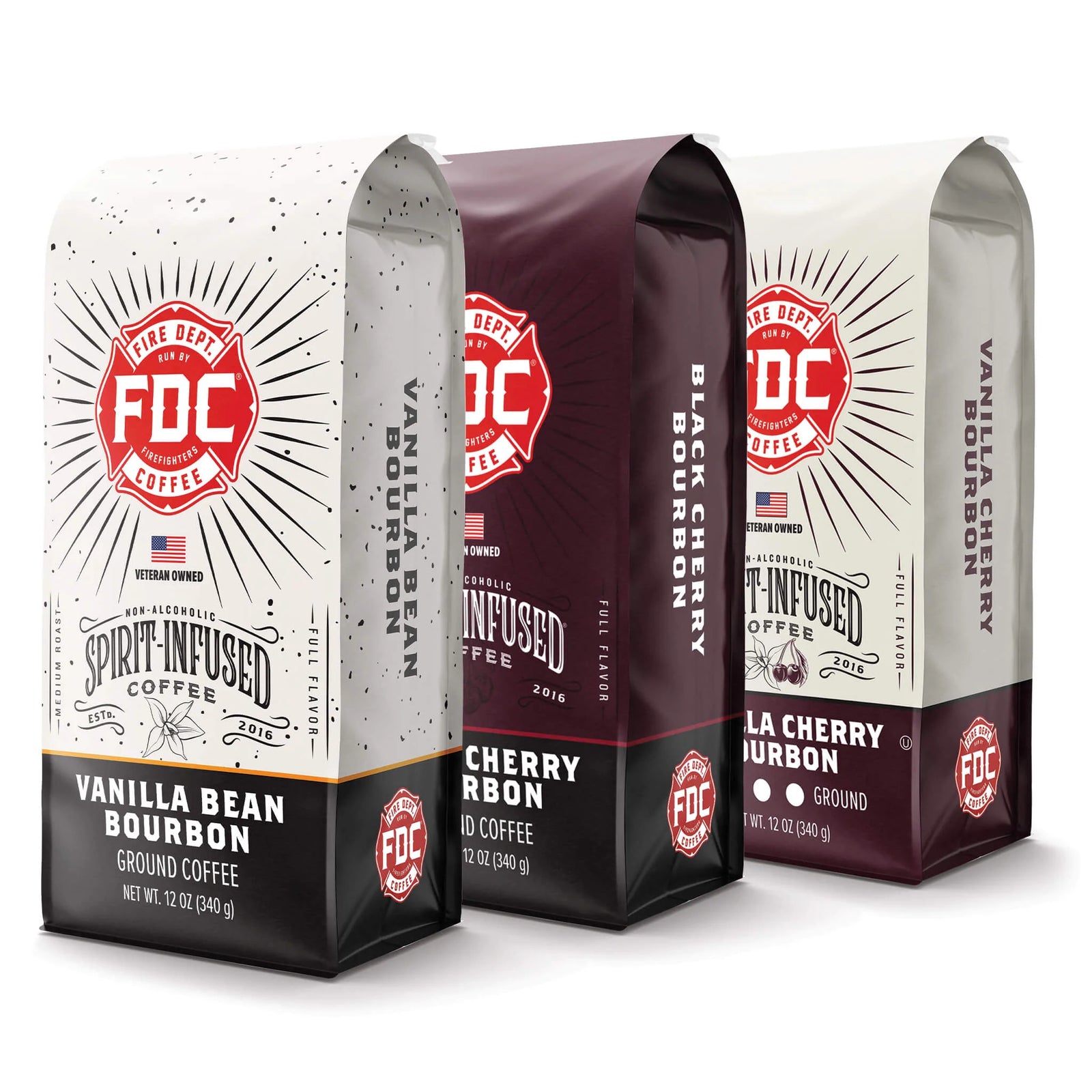 Bourbon gift bundle includes three distinct bourbon coffee varieties