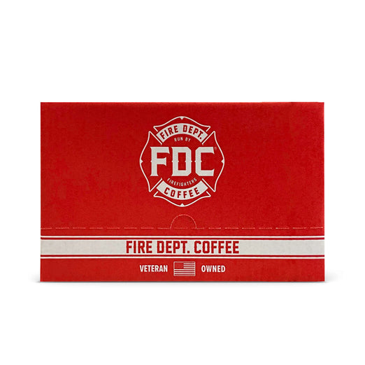 Front view of closed display box for twelve 12 oz bags