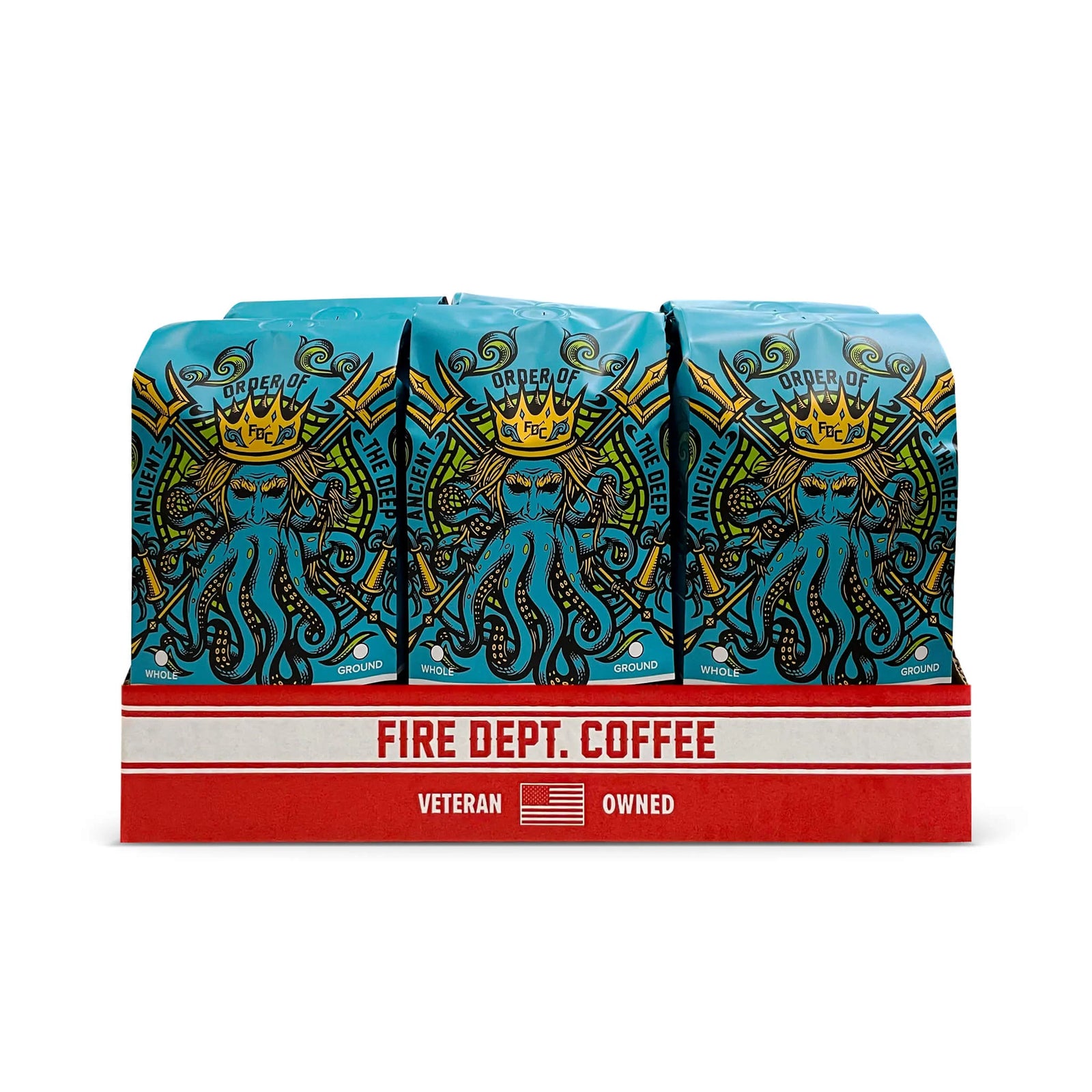 A 5 pound package of Fire Department Coffee's Shellback Espresso Roast.