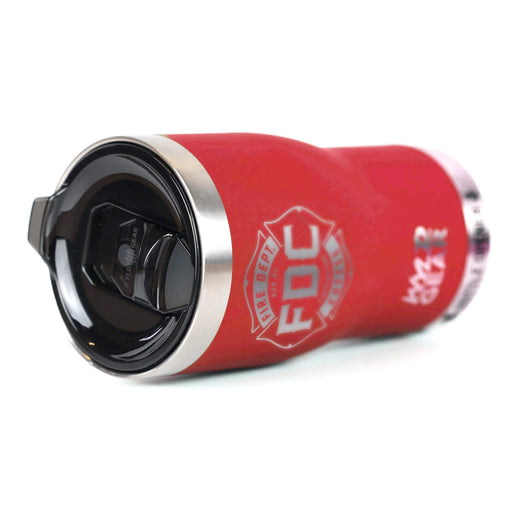 A top view of the 20 ounce red tumbler