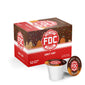 A 12 count box of Fire Department Coffee’s Donut Shop Coffee Pods with a fun donut design on the box.