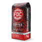 Fire Dept. Coffee’s 12 ounce Backdraft Espresso package. A rectangular package with Fire Dept. Coffee’s logo centered on a black field with fiery highlights.
