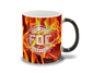 The heated version of FDC’s Flame Color Changing Mug. It features flames on the company’s maltese cross logo in white.