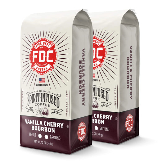 Two 12 oz bags of Vanilla Cherry Bourbon Infused Coffee
