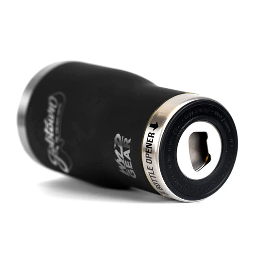 Black Jobtown 20oz tumbler wtih bottle opener on bottom