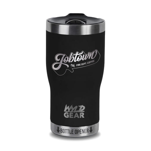 Black Jobtown 20oz tumbler front view
